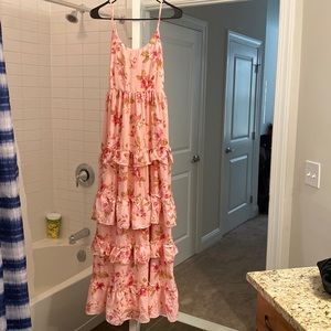 NWOT Nanamacs pink floral tiered maxi dress